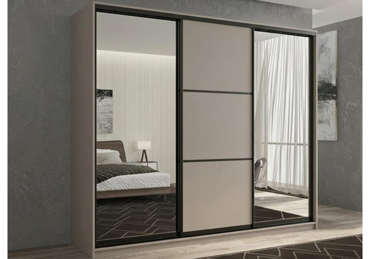 Шкаф купе 3 двери (кашемир, профиль коньяк)
